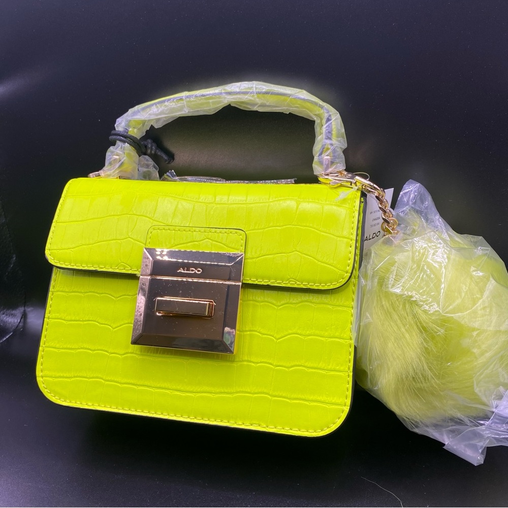 Aldo Chiadda Bright Yellow Women's Top Handle Handbag - Picture 11 of 11